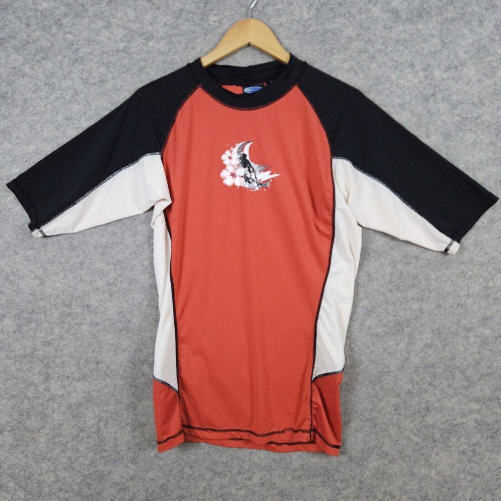 Kanu Youth Size XL Surfing Tee T-Shirt Colorblock 1/2 Half Sleeves Nylon/Spandex